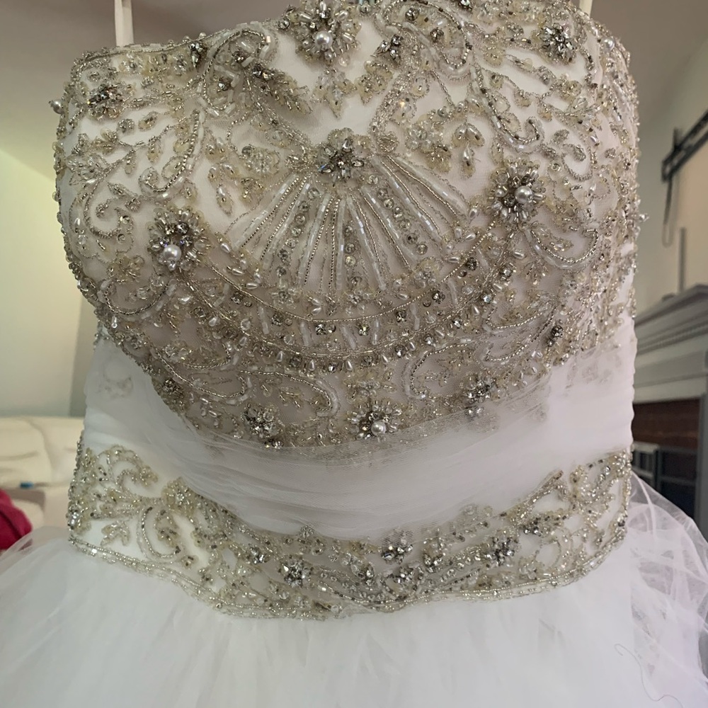 Casablanca Bridal Gown 2052 Soft Tulle Strapless Beaded Ivory Silver